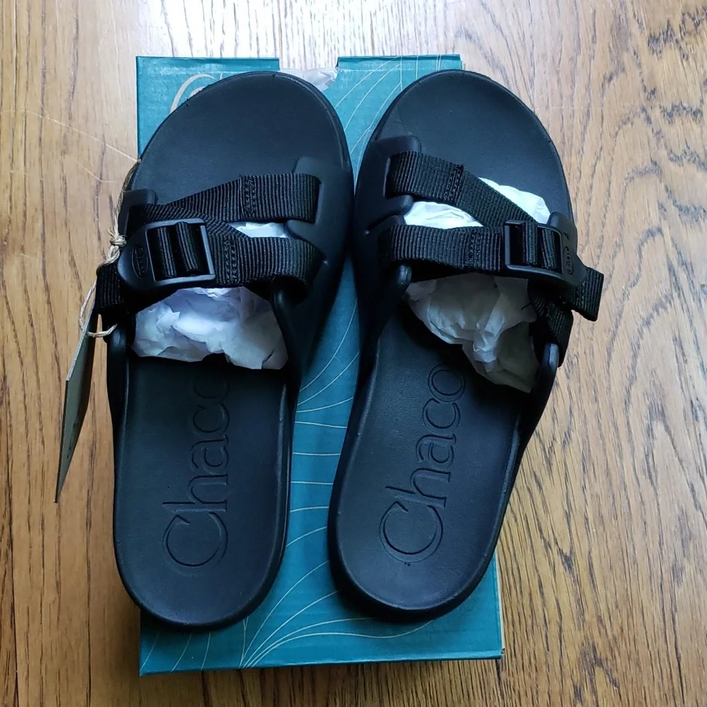 NIB Chaco Chillos Slide Sandal In Black Kids Size 3